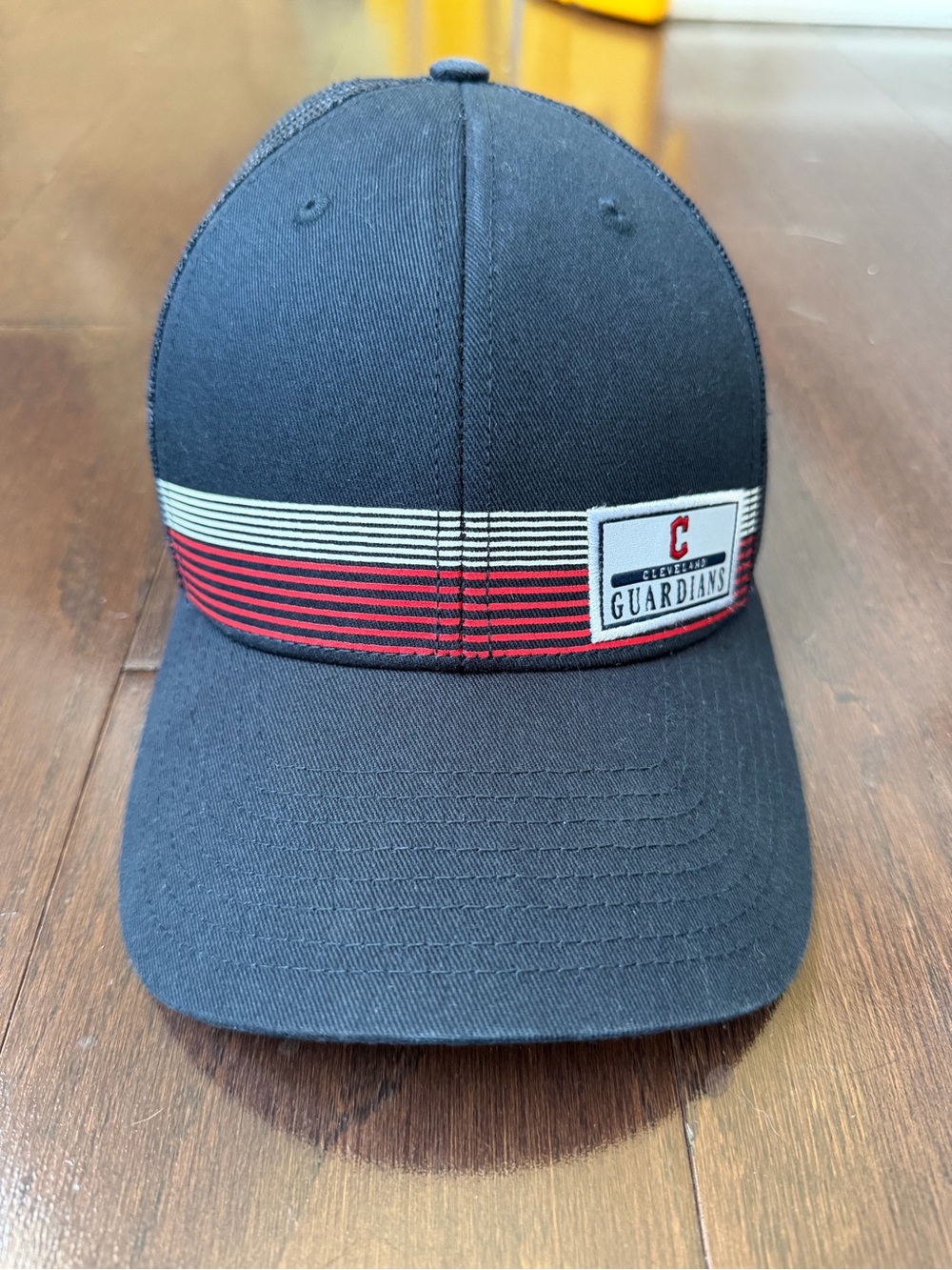 Cleveland Guardians Navy Baseball Cap with Red & White Stripe